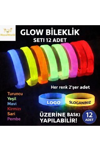 Mey İthalat Kalın Bileklik 12 Li Set Baskıya Uygun Renkli Model Diğer