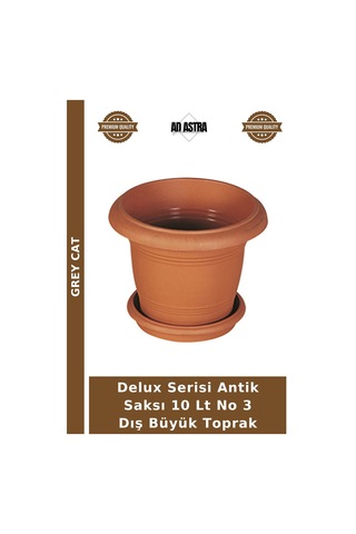 Delux Serisi Antik Saksı 10 Lt No 3 Dış Büyük Toprak