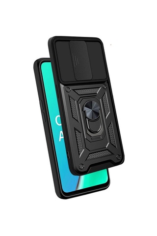 Oppo A9 2020 Kılıf Manyetik Standlı Kamera Korumalı Yüzüklü Zırh Tank Kılıf Koruyucu Kapak