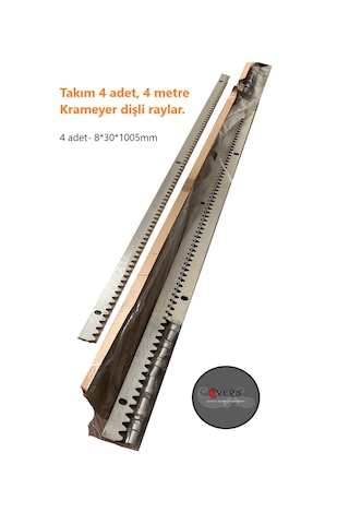 Çelik Dişli Ray M4 8 30 1005mm 4lü Takım Sürgülü Kapı Sistemleri Kremayer
