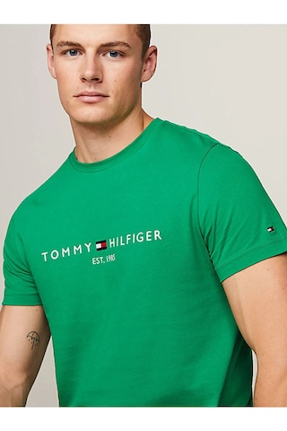 Tommy Hilfiger Sıfır Yaka Erkek T-shirt Yeşil