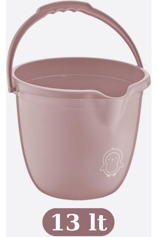 Flosoft Bebek Banyo Su Kovası Ve Maşrapası Seti, Saplı Oluklu Kova 13lt Ve Maşrapa 1,5lt 2 Li Set Pembe