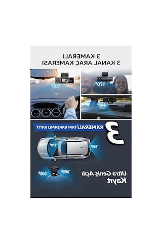3 Kameralı Araç Kamerası, Wifi Ve Gps Takip Özellikleri İle Gece Görüşlü