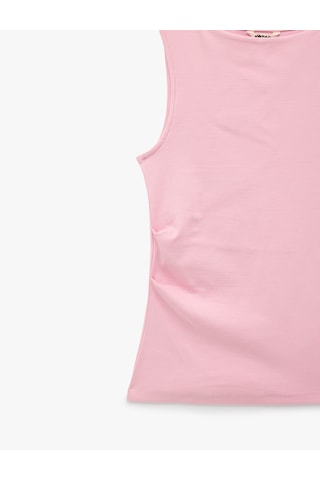 Koton Pamuklu Asimetrik Kesim Kolsuz Kayık Yaka Bluz Pembe 6sak10028ek Gül
