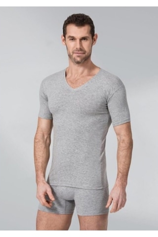 Namaldı Erkek Likralı V Yaka Yarım Kollu Atlet 3'Lü Paket - 182