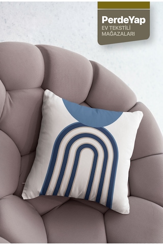 Beyaz Zemin Üzerine Lacivert Geometrik Desenli 4lü Dijital Baskıl