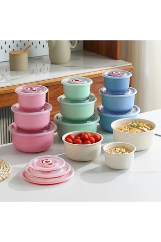 Trendooze 3lü Hava Geçirmez Pembe Yığılabilir Gıda Saklama Kabı Seti Gaojunshop01 Pembe Pembe