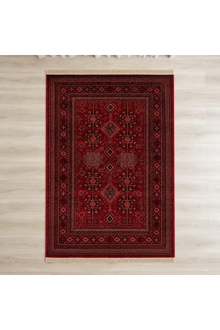 Afgan Türkmen Otantik Desenli Dokuma Salon Ve Oturma Odası Halısı Bordo