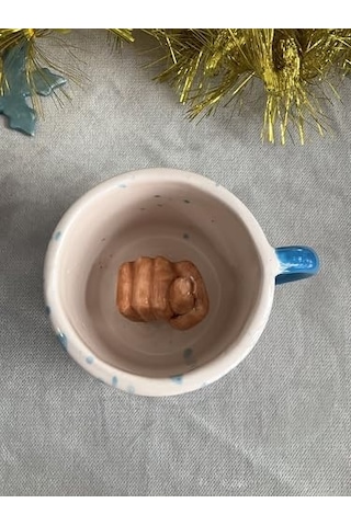Nahl Kupa, El Yapımı Seramik Kupa, Düğün, Doğum Günü, Bebek Mevlidi, Ev Açılışı Hediyesi Açık Ahşap