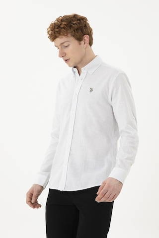 U.S. Polo Assn. Erkek Baskılı Beyaz Gömlek 50288673-VR013