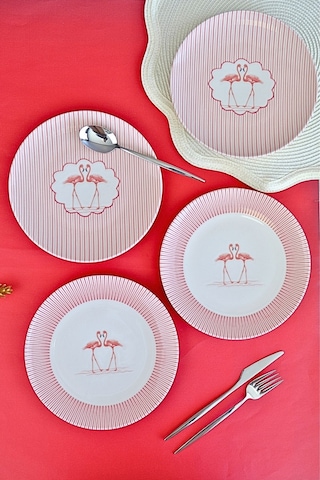 Tabak Evi Flamingo Tuval Pasta Takımı 20cm 4 Kişilik 4 Parça Tvl4ptprs1158 Çok Renkli