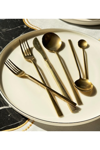 36 Parça Asil Çatal Kaşık Bıçak Çkb Seti Mat Gold-4037 Mat Altın