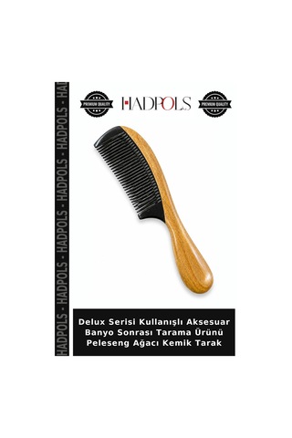 Delux Serisi Kullanışlı Aksesuar Banyo Sonrası Tarama Ürünü Peleseng Ağacı Kemik Tarak
