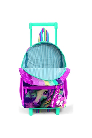 Minik Yuva Çekçekli Sırt Çantası Pembe Su Yeşili Unicorn Desenli İki Bölmeli 24058