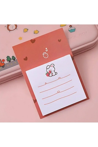 Çilekli Tavşan Temalı Renkli Not Seti Post-it Sticky Note