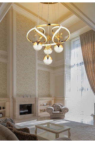Burenze Modern Sarkıt Power Led Avize Kelebekli Gold Sarı Ledli Avize -burenze411 Gold Sarı