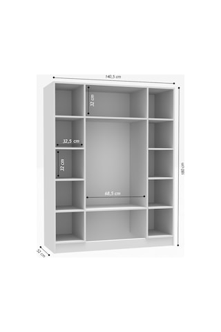 Bohem 4 Kapak 2 Çekmece Aynalı Gardırop Mdf Kapak Beyaz