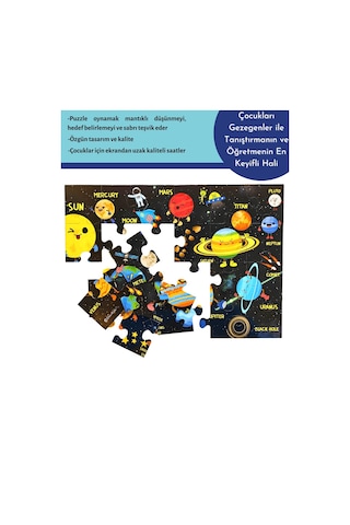 Doerkids Dev Gezegenler Puzzle Jumbo Yer Puzzle Eğitici Solar Sistem 24 Parça Gezegenler Eğitici Puzzle