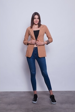 Jument Yakalı Cepli Uzun Kol Katlamalı Blazer Kumaş Ceket