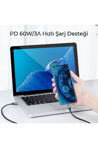 Jeyı 50cm Type-c To Type-c Usb 3.1gen2 60w/3a Veri Şarj Kablosu