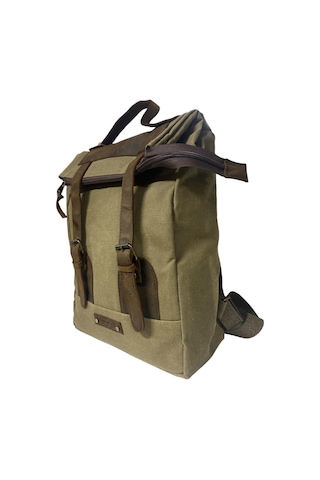 Old Cotton Cargo Vintage Salaş Kanvas Deri Su Geçirmez Design Unisex Gezi Okul Seyahat Kamp Sırt Çantası 28x37cm Kahve