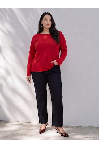Lcw Curve Lacivert Büyük Beden Straight Fit Kadın Jean Pantolon