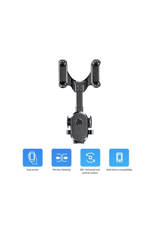 Springsun 2022 Yeni Araç Geribakış Aynası Telefon Tutucu, Ar Navigasyon, Dokunmatik Ekran Kilidi, 4.5-7 İnç Uyumlu, Abs+nano Pu Malzeme Siyah