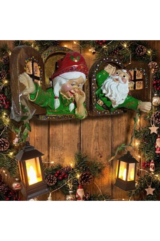 Yılbaşı Fenerli Cam Cüceleri Çifti Noel O114 2 Li