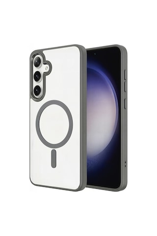 Ardemix Samsung Uyumlu Galaxy S26 Kılıf M-safe Şarj Özellikli Zore Krom M-safe Silikon Kapak - Gri