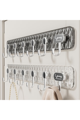 Springsun Şeffaf 6'lı Zımba - Özel Yapışkanlı, Delme Yok, Duvar/kapı Uygun, Giysi/havlu/çamaşır Asma, Dayanıklı Malzeme, Dormitorio/mutfak Kullanıma Uygun Diğer