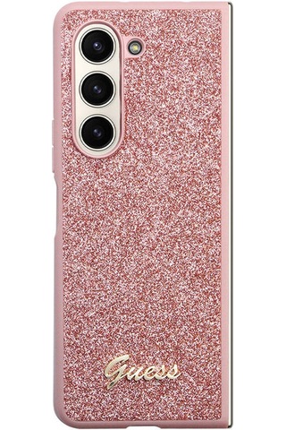 Galaxy Z Fold 5 Uyumlu Kılıf Guess Lisanslı Yazı Logolu Glitter Script Kapak Siyah