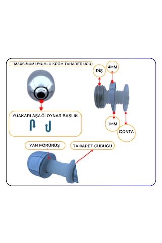 311464yp1te Taharetucu Fıskiyeayarlı Metal Tk8 Tamamı Krom