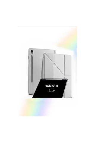 Fuchsia Galaxy Tab S10 Lite10.9 İnç İle Uyumlu Kalem Bölmeli Katlanabilir Standlı Tri Folding Tablet Kılıfı Kapaklı Kılıf