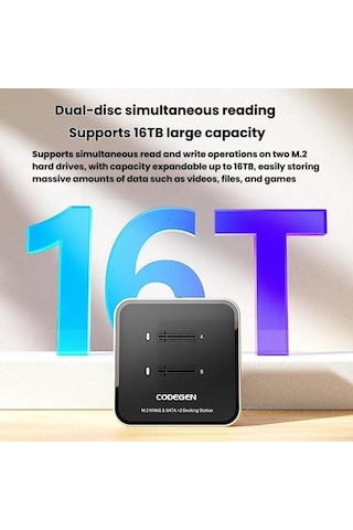 Codegen Çift M.2 Nvme Ssd Disk Yuvalı Usb 3.1 Type-c Dock İstasyonu Cdg-doc-212