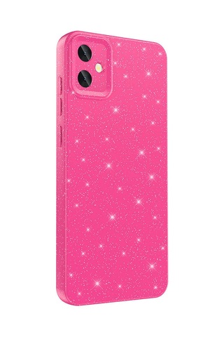Zore Galaxy Uyumlu A05 Kılıf Kamera Korumalı Simli Lüks Koton Kapak - Pembe Koyu Pembe Koyu