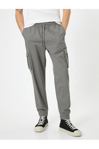 Koton Kargo Cepli Pantolon Jogger Slim Fit Beli Bağcıklı Gri 4sam40089hw Gri