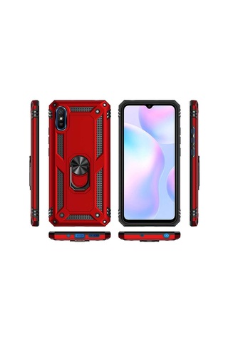 Xiaomi Redmi 9a Kılıf Sert Silikon Yüzüklü Stand Özellikli Kapak