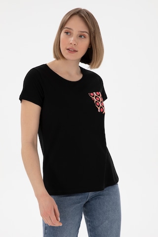 U.S. Polo Assn. Kadın Siyah Bisiklet Yaka Tişört 50305832-VR046