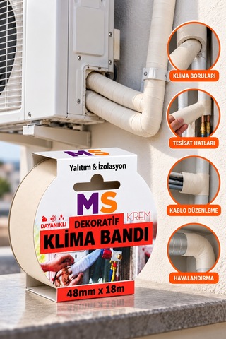 2 Adet Yapışkansız Gerdir Ve Sar Klima Bandı Dekoratif Krem 48 Mm X 18 Metre İzolasyon Bantı Borusu