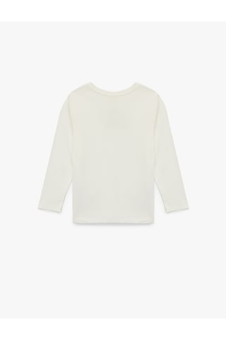 Koton Tshırt Ls Ekru 7wkg10075ak