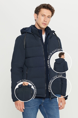 AC&Co / Altınyıldız Classics Erkek Lacı Standart Fit Normal Kesim Dik Yaka Kapüşonlu Yan Cepli Casual Mont Laci