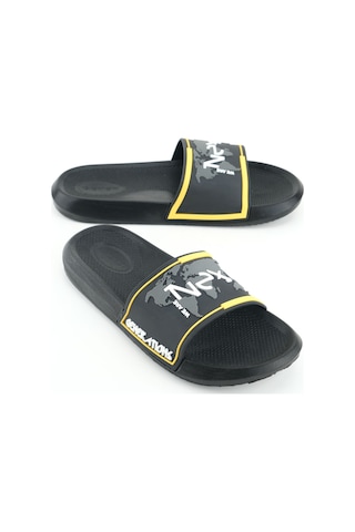 Gezer Erkek Yazlık Pu Islak Zemine Uygun Ev Banyo Bahçe Havuz Terlik Siyah-sarı Siyah - Sarı