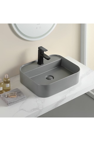 Ey-4720mg Mat Gri Tezgah Üstü Lavabo