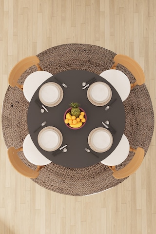 Modern Dolaplı 4 Kişilik Mutfak Yemek Masası Ve Sandalye %100 Mdf Mutfak Yemek Odası Masası Takımı Ymt04 Antrasit