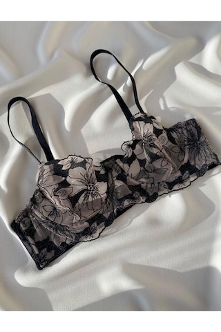 La Linaa Blackrose Kadın Çiçekli Bralet Takım-siyah Siyah