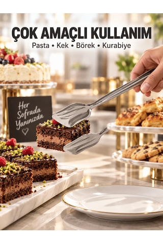 Beylini Paslanmaz Çelik Pasta Maşası Kek Börek Kurabiye Servis Maşası Tatlı Sunum Maşası Mutfak Servis Aparatı