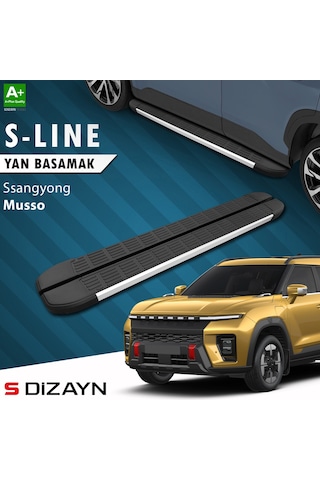 S-dizayn Ssangyong Musso Elektrikli S-line Aluminyum Yan Basamak 223 Cm 2025 Üzeri A+ Kalite