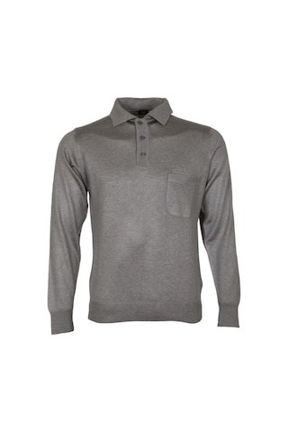 Erkek Açık Gri Kazak Polo Yaka Yünlü Klasik Normal Kesim Rar00816