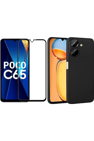 Xiaomi Poco C65 İle Uyumlu Telefon Kılıfı Ve 5d Tam Kaplayan Cam Ekran Koruyucu