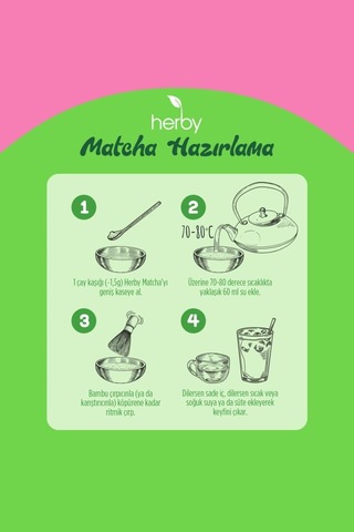 Herby Premium Matcha Çilek ve Vanilya Aromalı 25 G